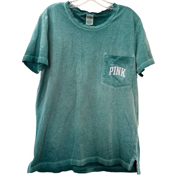 Pink Victorias Secret Women Short Sleeve T-Shirt Teal Size Medium Graphic PINK - Picture 1 of 7
